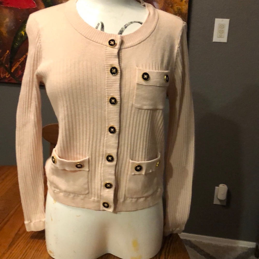 Pink button up sweater cardigan